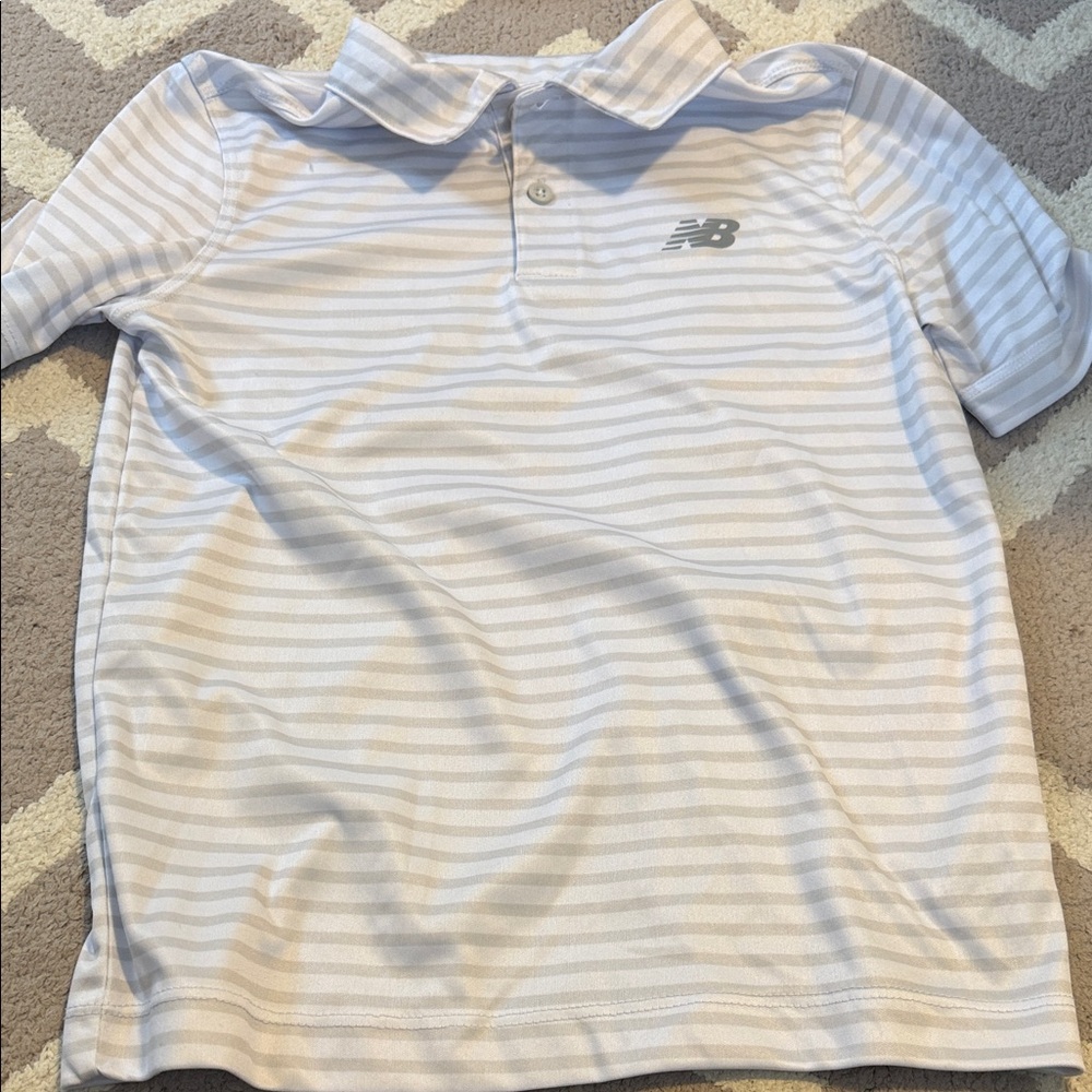 New Balance Kids Light Gray Striped Polo